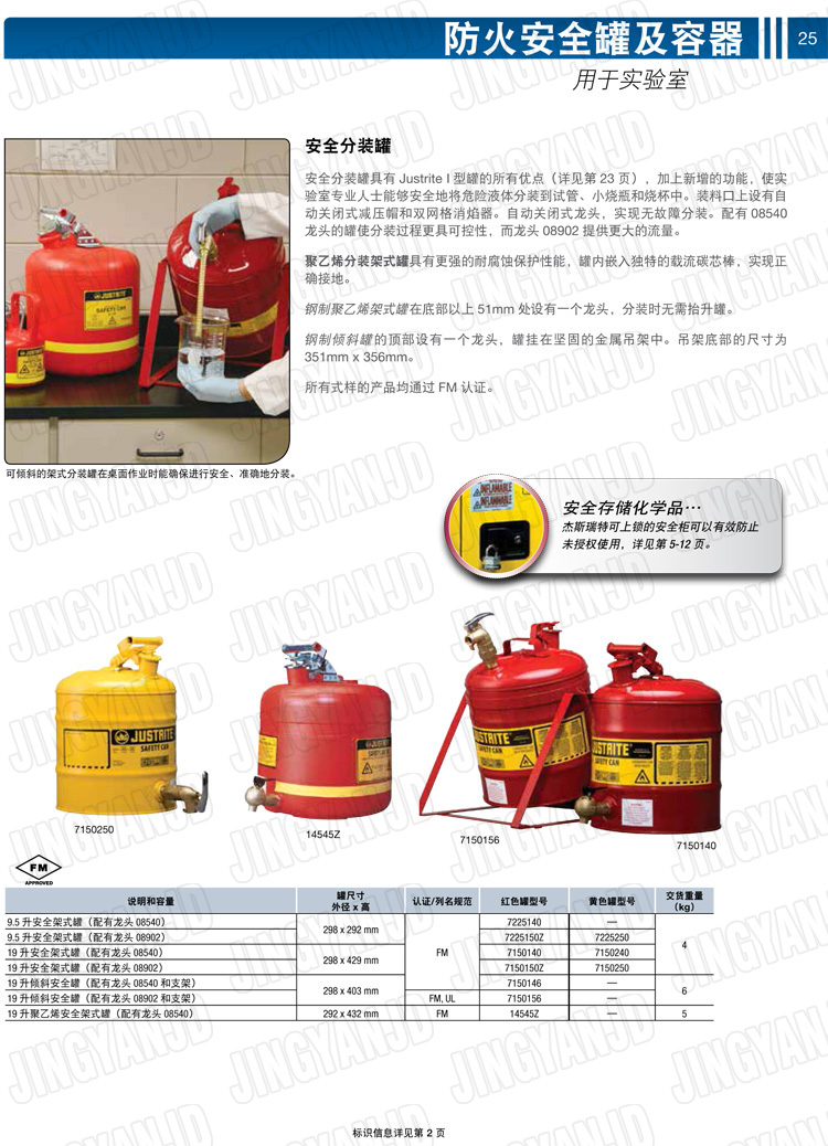 JUSTRITE，美國杰斯瑞特，justriteI型安全罐,柴油汽油存放罐，酒精松香水安全存儲罐，防火安全罐，防爆安全罐