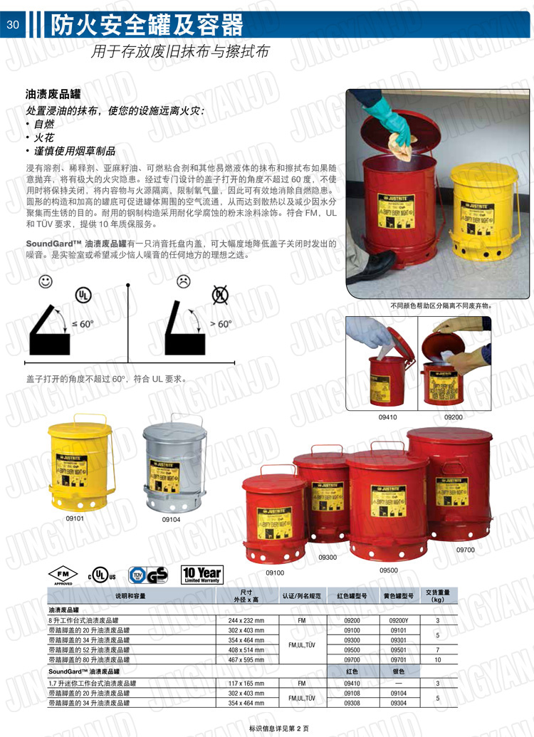 美國杰斯瑞特，JUSTRITE，活塞安全罐，盛漏式活塞罐，化學(xué)品分裝罐，